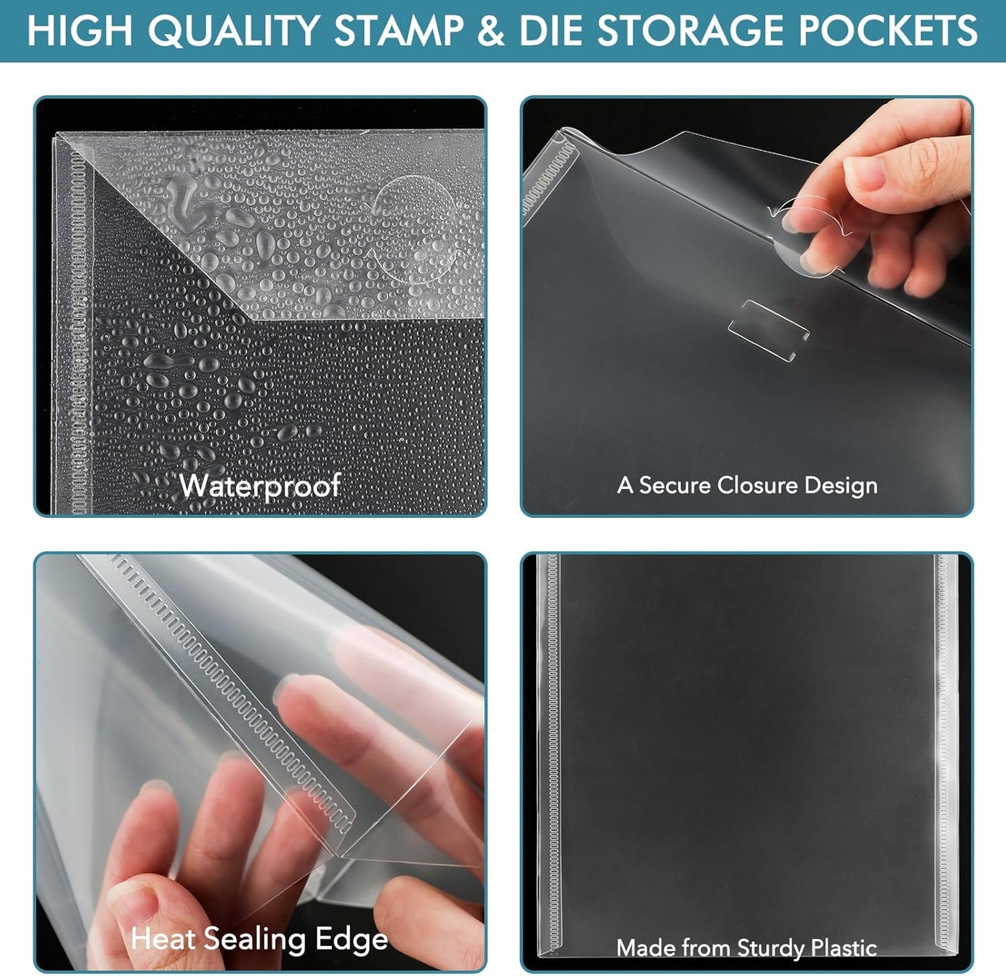 BAOFALI 200 Pcs/Set 5 Sizes Clear Stamp and Die Storage Pockets, Stamp Storage Bags, Plastic Envelopes, Scrapbooking Storage Die Cuts for Stencil Storage Card Making Cutting Dies