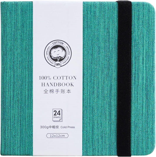 Lightwish Square Watercolor Journal,100% Cotton,300gsm/140lb,Acid-Free,24 Sheets Cold Press Watecolor Paper Sketchbook for Artists Adults Students,4.7 * 4.7 Inches