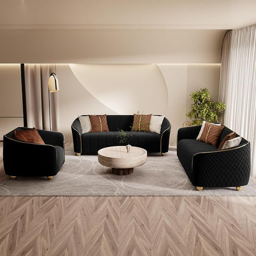 3-Piece Luxury Velvet Sofa Set for Living Room, Elegant Design Couch Set by yunqishiHOME