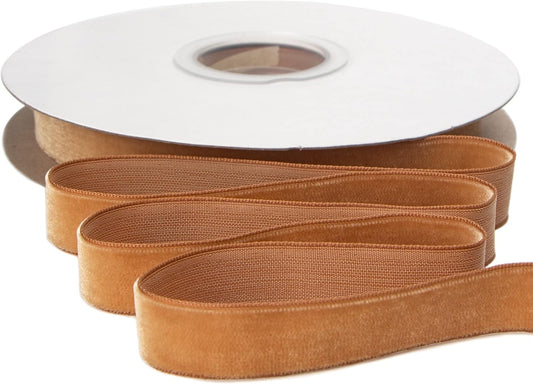 Ribbli Polyester Khaki Velvet Ribbon,5/8 Inches Continuous10-Yard Spool,Christmas Ribbon for Gift Wrapping,Floral Bouquets, Home Decor