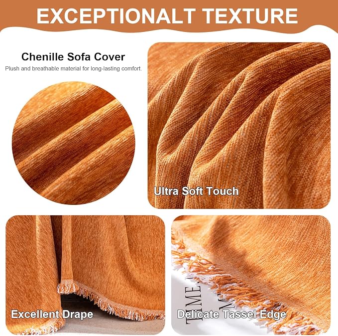 VClife Couch Cover for Sofa Washable, Vintage Orange Sofa Covers Slip Cover for - Image 5