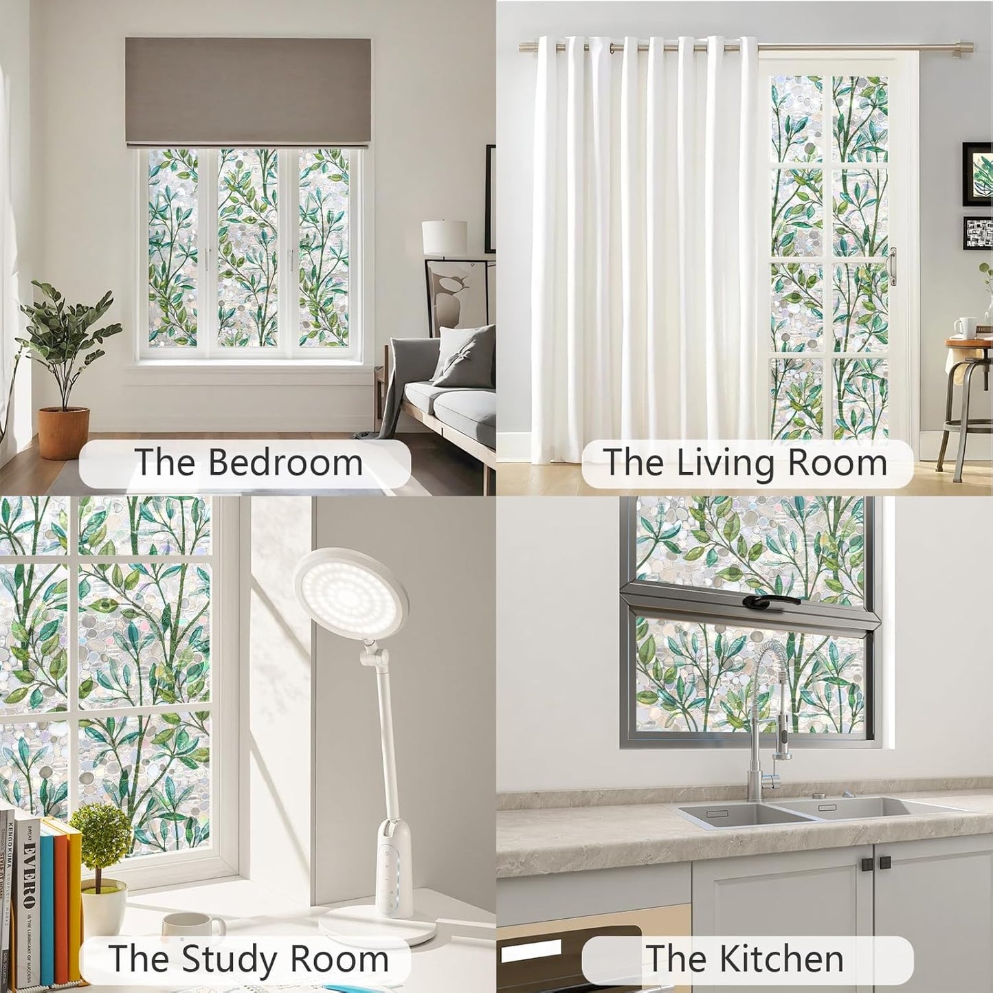 LEMON CLOUD Window Privacy Film, Stained Glass Window Film, Decorative Rainbow Window Clings, Static Cling Non Adhesive Door Stickers, Anti-UV Sun Blocker Heat Control for Home 35.4 x 78.7 inches