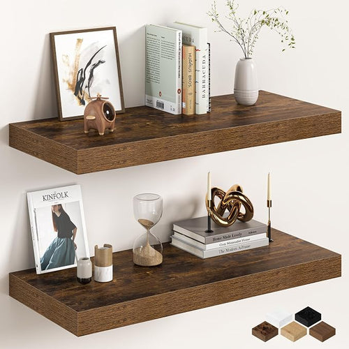 32Inch Floating Shelves for Wall, 12 Inch Deep Shelves for Bedroom, Bathroom by FunMemories