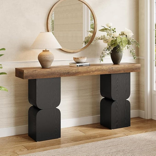 63-Inch Console Table, Heavy-Duty Look, Behind Couch Sofa Table, Color Blocking by LITTLETREE