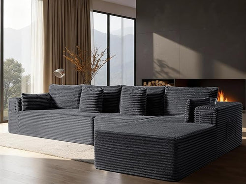 138" Oversized Cloud Sectional Couch, Comfort L Shaped Boneless Couch by VYUXWO