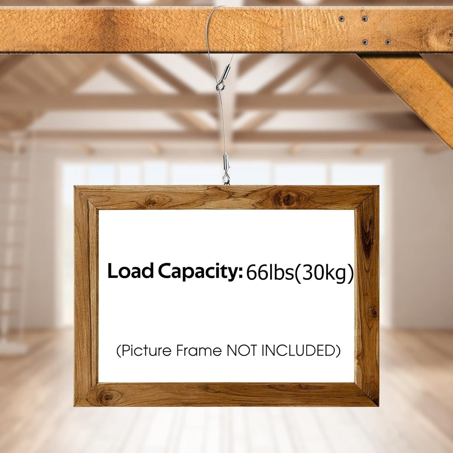 4Pcs 2m x 1.5mm Adjustable Picture Hanging Wire Kit,Heavy Duty Stainless Steel Rope for Hanging Mirrors,Frames,Lamps,Holds Up to 66lbs(30kg)