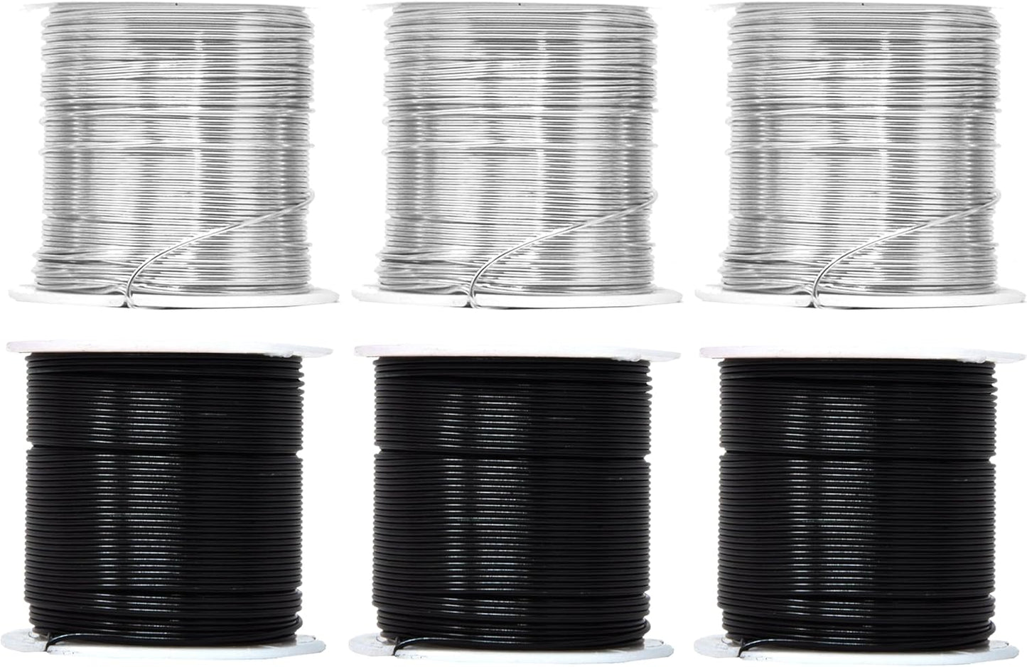 Mandala Crafts 20 Gauge Anodized Aluminum Craft Wire for Jewelry Making - 450 FT Colored Flexible Silver Black Wire - Bendable for Bonsai Armature Crafting Sculpting