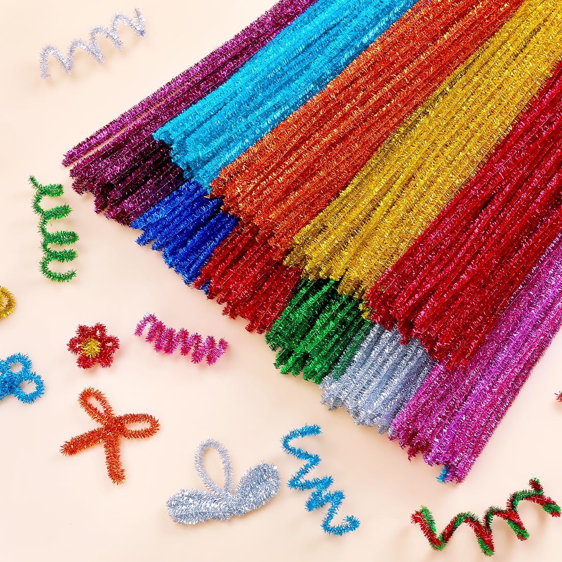 Eppingwin 1000pcs Pipe Cleaners, Glitter Pipe Cleaners Craft Supplies, 10 Colors Chenille Stems for DIY Arts Crafts Project