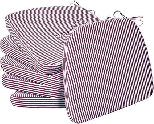 AAAAAcessories D-Shaped Chair Cushions, Machine-Washable Cover, Pinstripe Red by AAAAAcessories