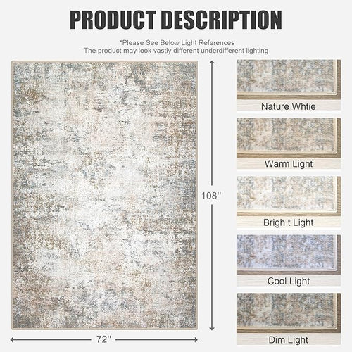 6x9 Area Rug Living Room Rug: Washable Modern Abstract Soft Thin Rug Indoor - Image 2