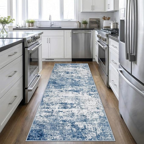 2.6'x8' Runner Rug Washable Rug;Modern Abstract Soft Thin Runner Rug Blue by FXRHLP