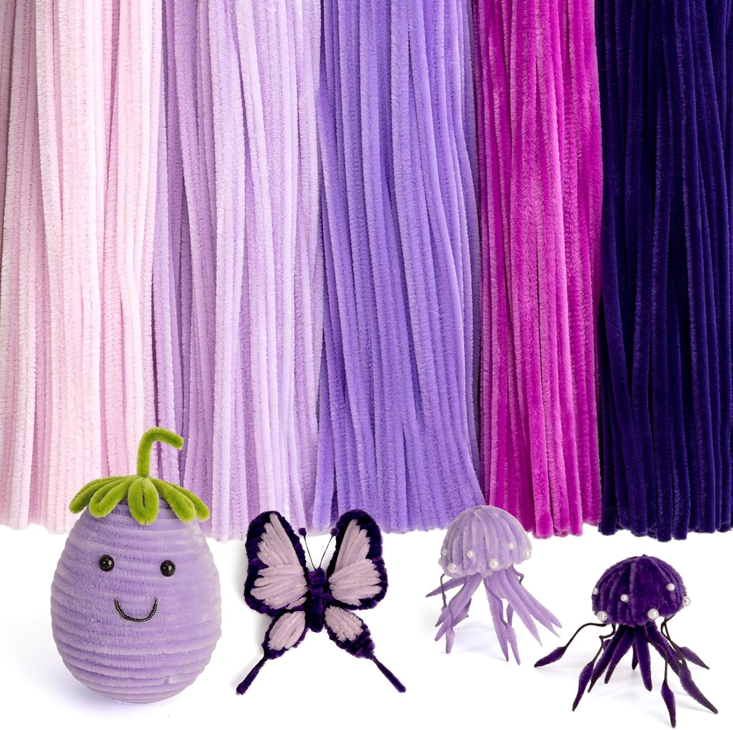 Caydo 500 Pieces Purple Pipe Cleaners, Chenille Stems, Pipe Cleaner Crafts for DIY Art and Craft Projects Creative Gift Party Decorations