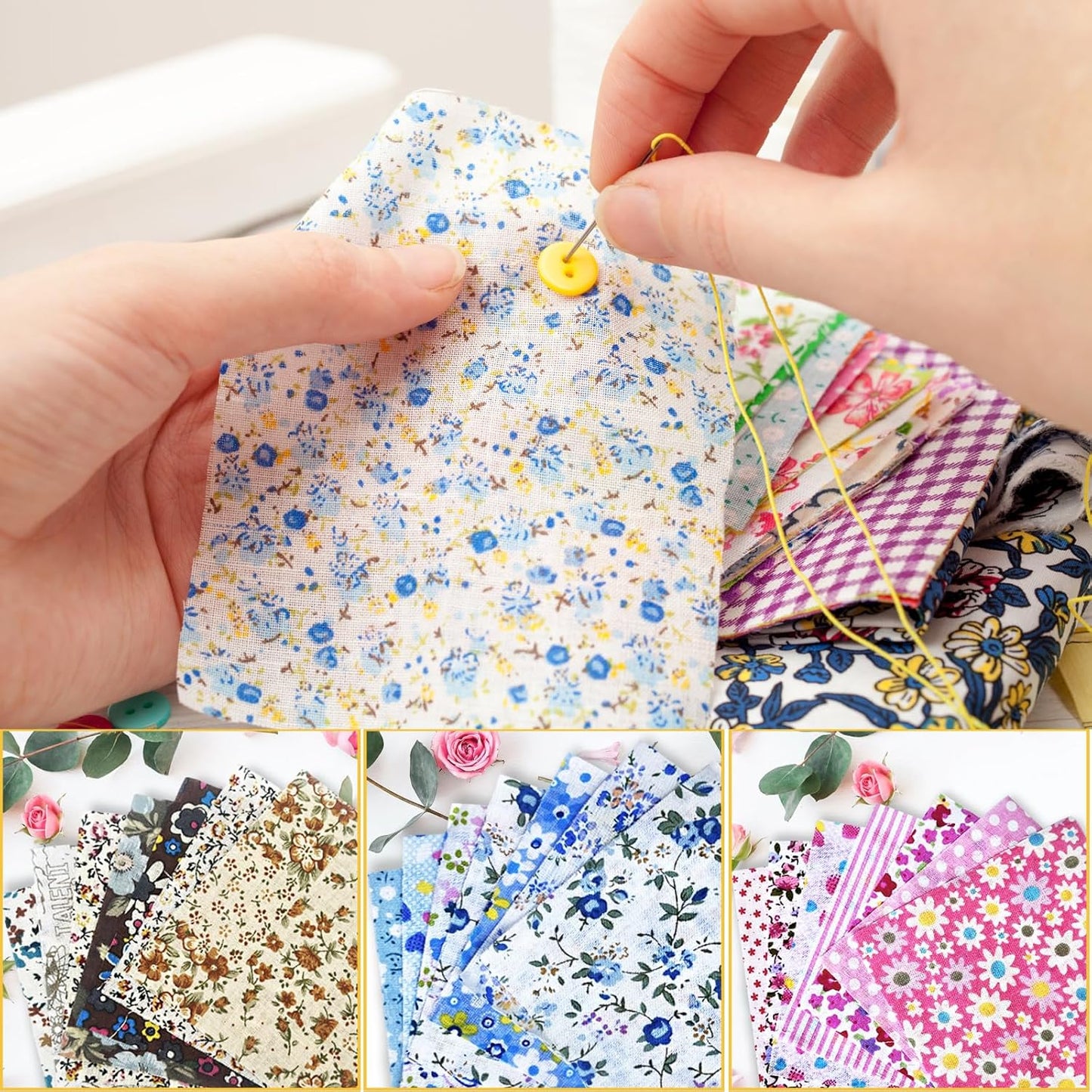 150 Pcs Cotton Craft Fabric Bundle Squares, Multicolored Abstract Pattern, 4 x 4 Inch, Pre-Cut Quilt Squares
