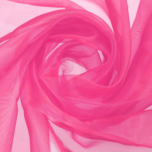 MECCANIXITY Iridescent Sheer Organza Fabric, 2 Yards x 59 Inches Solid Holographic Shiny Fabric Organza Cloth for Wedding, Curtains, Costume, Photo Background, Rose Red