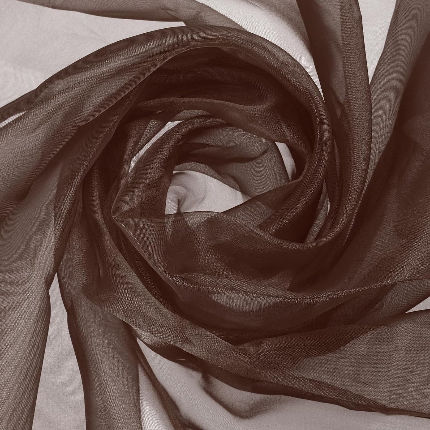 MECCANIXITY Iridescent Sheer Organza Fabric, 2 Yards x 59 Inches Solid Holographic Shiny Fabric Organza Cloth for Wedding, Curtains, Costume, Photo Background, Dark Coffee