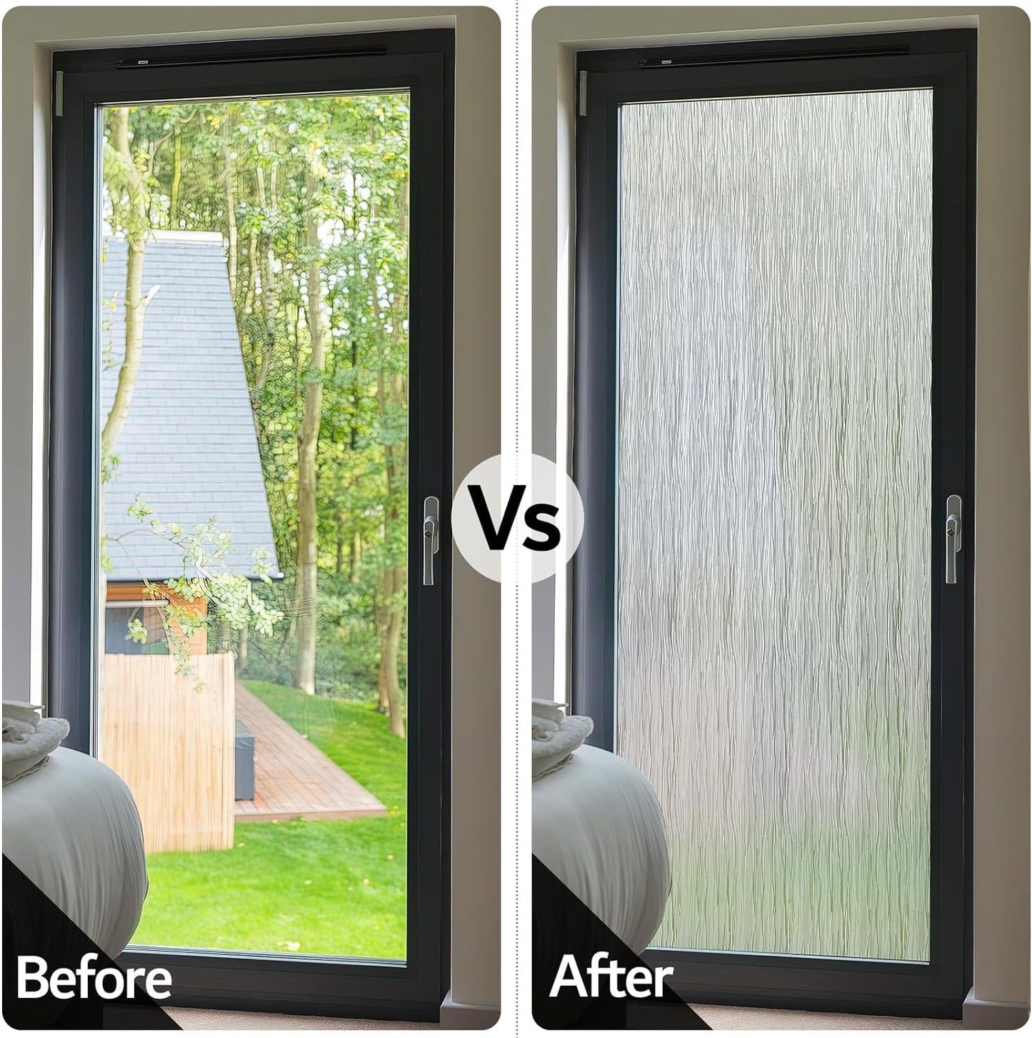 VELIMAX Frosted Window Privacy Film Non Adhesive Window Cling Removable Glass Covering Clear Water Opaque Window Film for Home Anti UV 23.6x118 inches