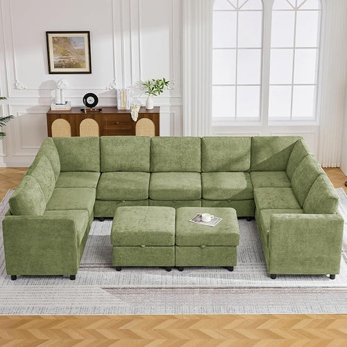 127'' Oversized U Shaped Modular Sofa, Sectional Couches by WUTUTUEE