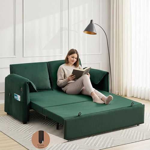 63" Convertible Sleeper Loveseat Sofa Bed, Pull Out Couch Bed - Image 2