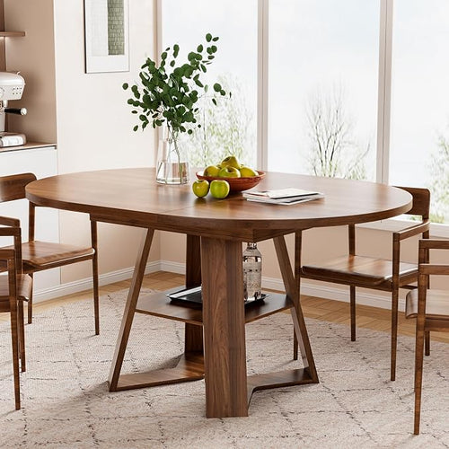 43.3in-59in Extendable Round Dining Table by Mxtxmy
