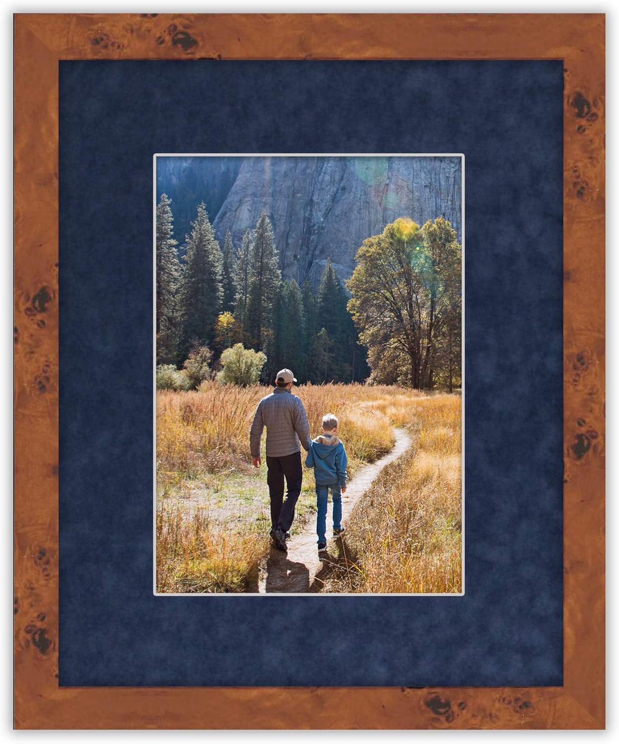 8.5x11 Mat Bevel Cut for 7x9 Photos - Acid Free Navy Suede Precut Matboard With Backing Board and Crystal Clear, Self Seal Photo Mat Bag - For Pictures, Photos, Framing - 4-ply Thickness