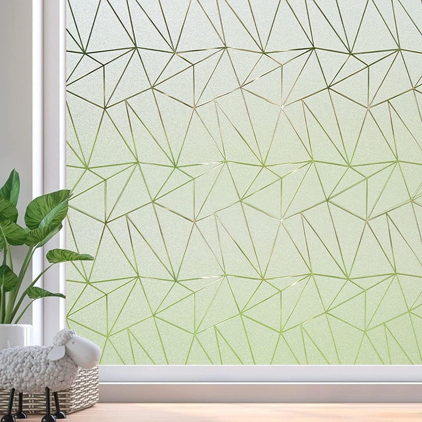 Coavas Window Privacy Film, Frosted Glass Static Cling, Decorative for Bathroom Door Covering, UV Blocking Window Cling, Non-Adhesive Vinyl Sticker, Day and Night Film for Home, 45.2x393.7 Inch