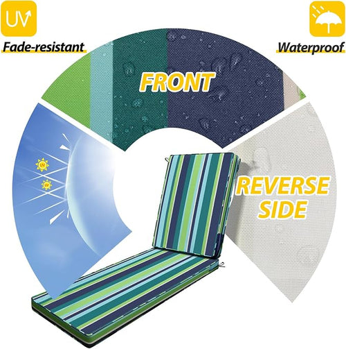 AAAAAcessories Outdoor Chaise Lounge Cushions, Fade-Resistant, Waterproof Patio - Image 2