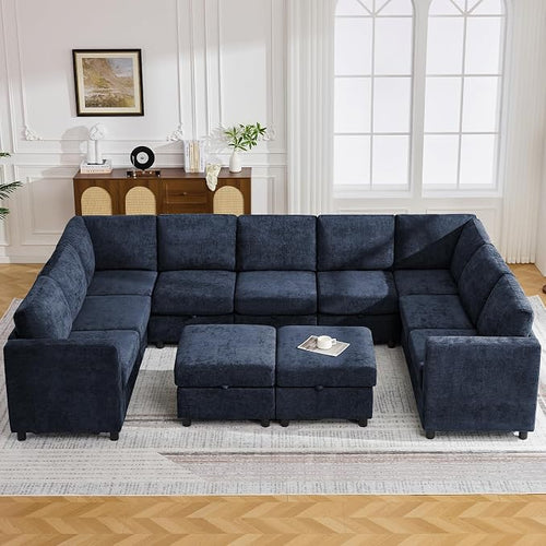 127'' Oversized U Shaped Modular Sofa, Sectional Couches by WUTUTUEE