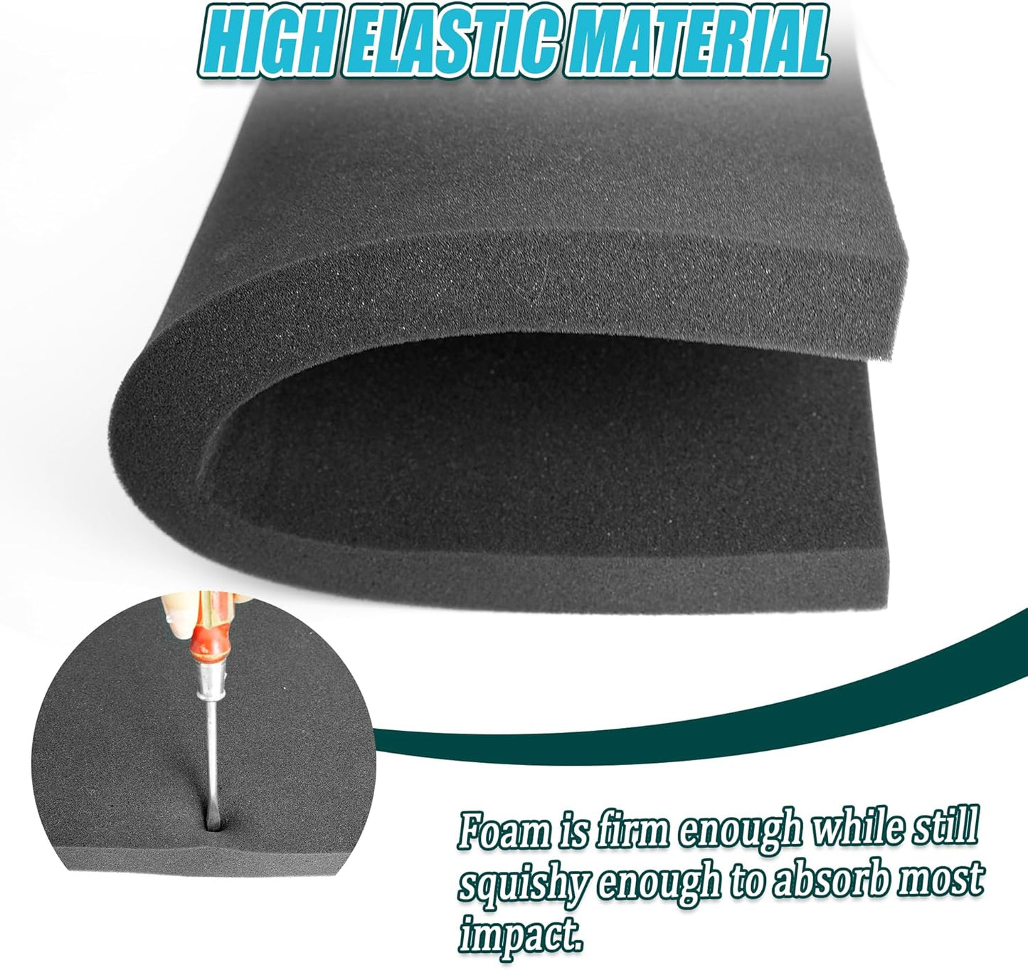 4 PCS Black Foam Padding- 16x12x1 Inch Polyurethane High Density Foam Cuttable Black Sheet Pad Cushioning Inserts for Packing Cases and Crafts