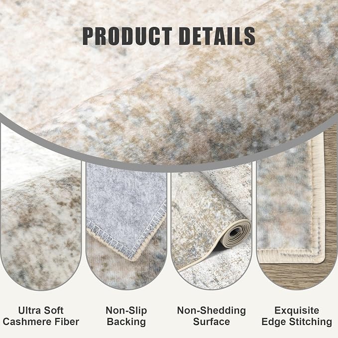 10x12 Area Rug Living Room Rug: Washable Modern Abstract Soft Thin Rug Indoor - Image 6