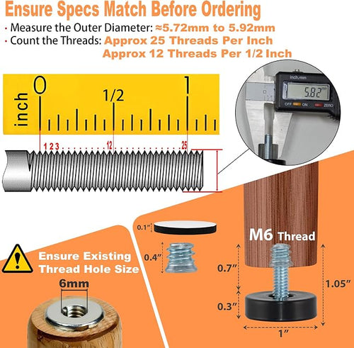 24 Pack M6 Thread Adjustable Furniture Levelers - Image 2