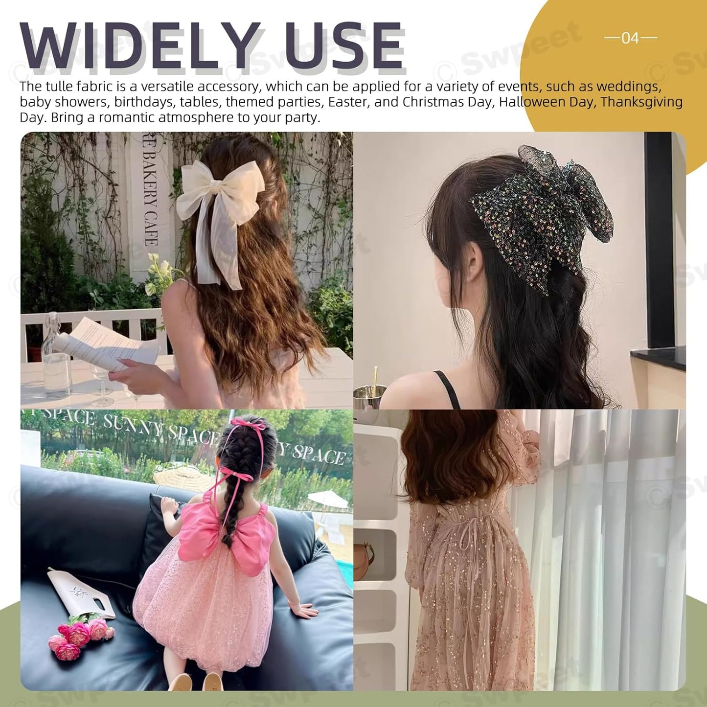 Swpeet 6 Inch by 50 Yards Pink Glitter Tulle Fabric Roll, Fabric Spool Sparkling Tulle Ribbon, Netting Polyester Spool for DIY Birthday Party Wedding Decorations Christmas Craft Supplies