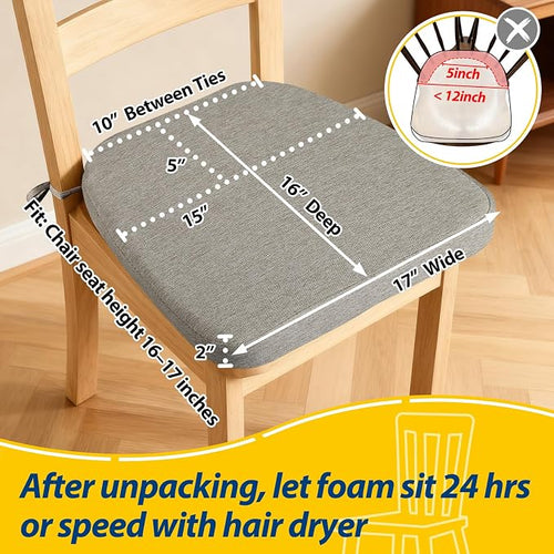 AAAAAcessories D-Shaped Chair Cushions, Machine-Washable Cover, Khaki Gray - Image 2
