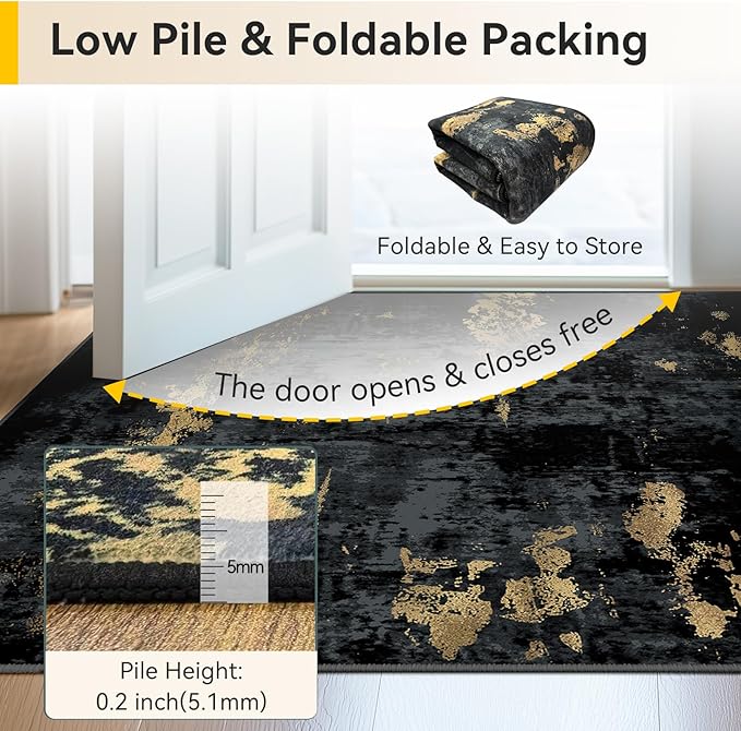 RELEANY Washable Area Rugs 3x12 Non-Slip Modern Abstract Soft - Image 4