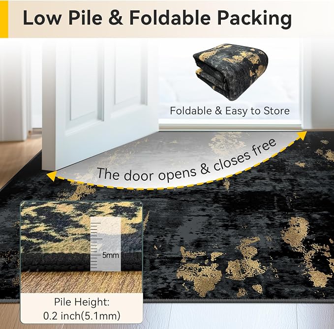 RELEANY Washable Area Rugs 2x7 Non-Slip Modern Abstract Soft - Image 5