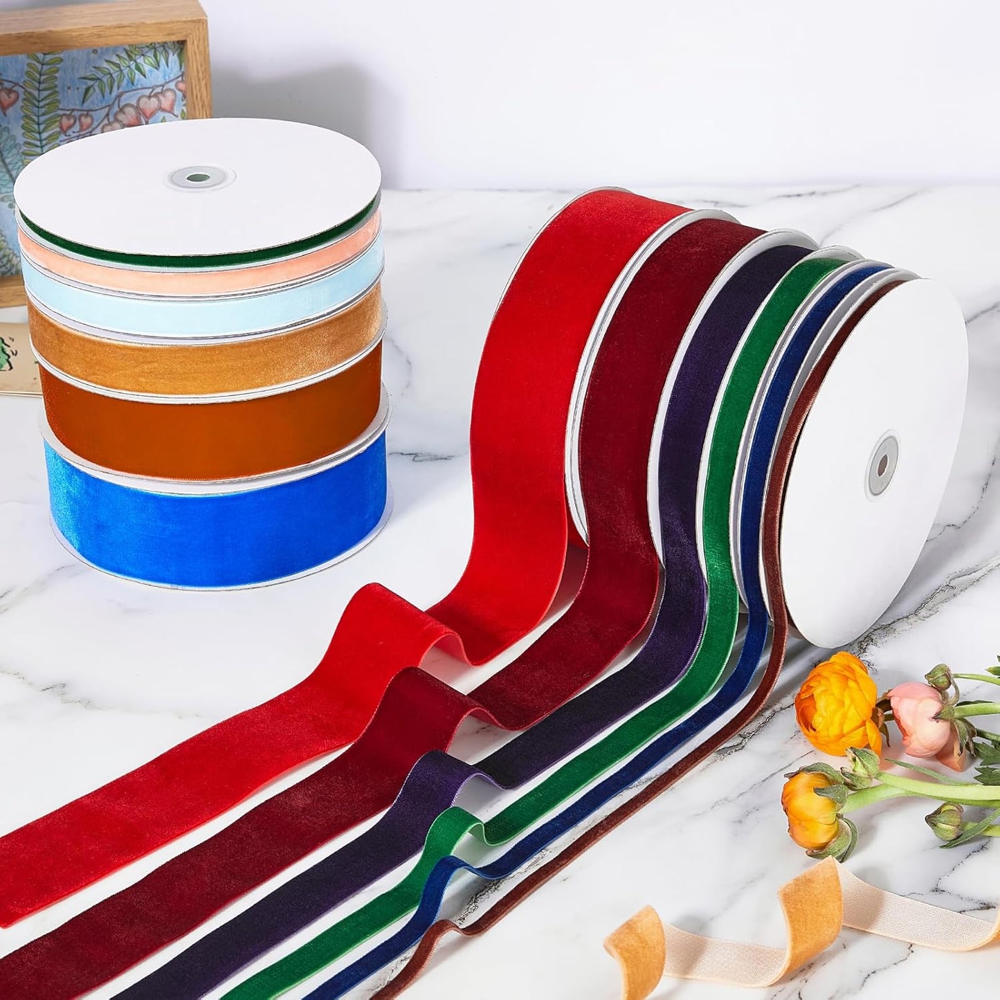 1" X 20 Yards Dusty Green Velvet Ribbon for Christmas Tree Wreath Decoration Handmade Crafts Ornaments Gift Wrapping & Bow Making