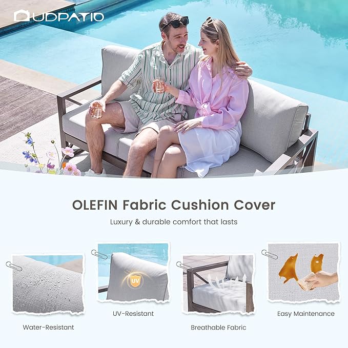 UDPATIO Aluminum Patio Furniture Set, Faux Wood Grain Modern Outdoor Furniture - Image 5
