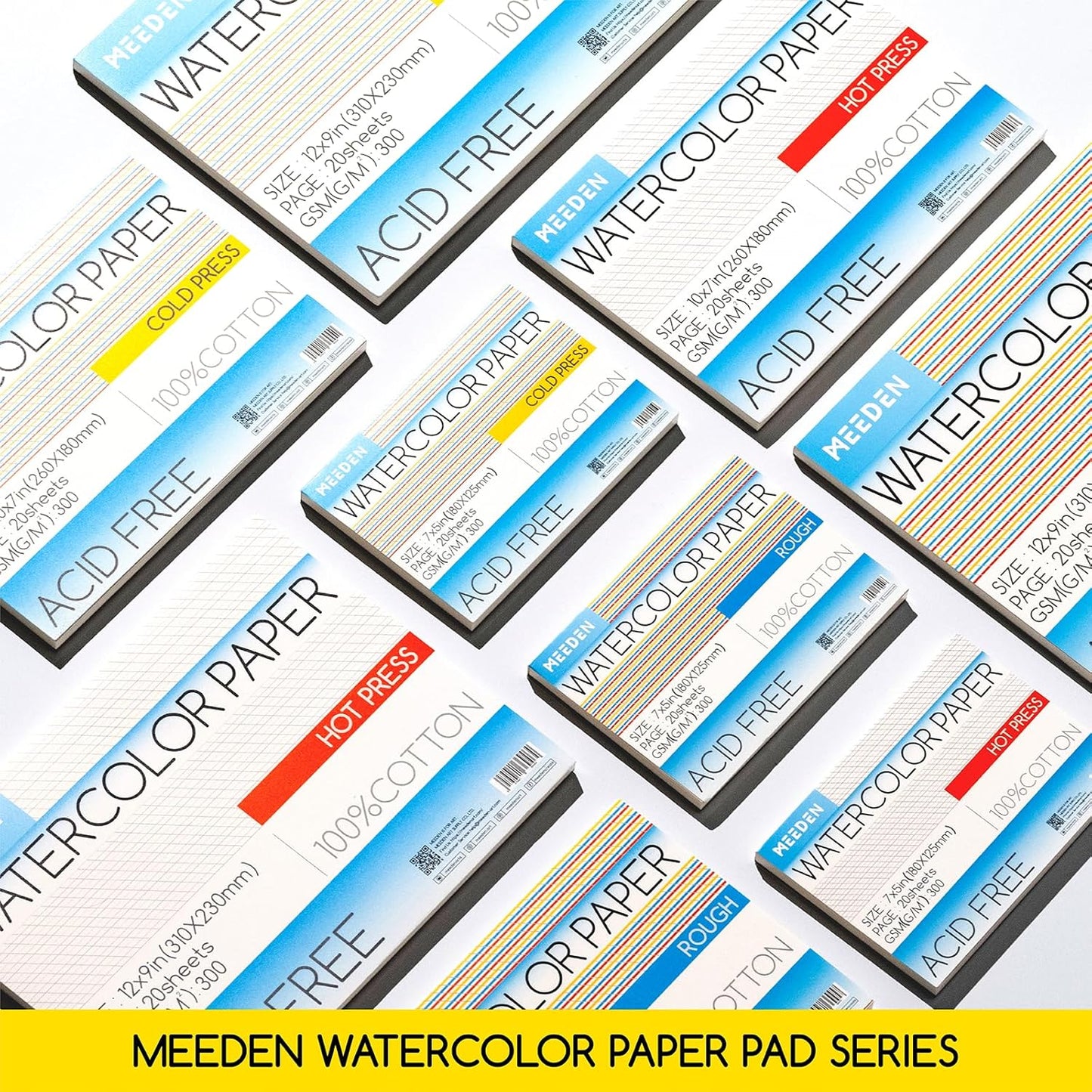 MEEDEN Watercolor Paper Block - 100% Cotton Watercolor Paper Pad of 20 Sheets, 140lb/300gsm, Acid-Free Art Paper for Watercolor, Gouache, Ink and More, 15" x 10" Cold Press