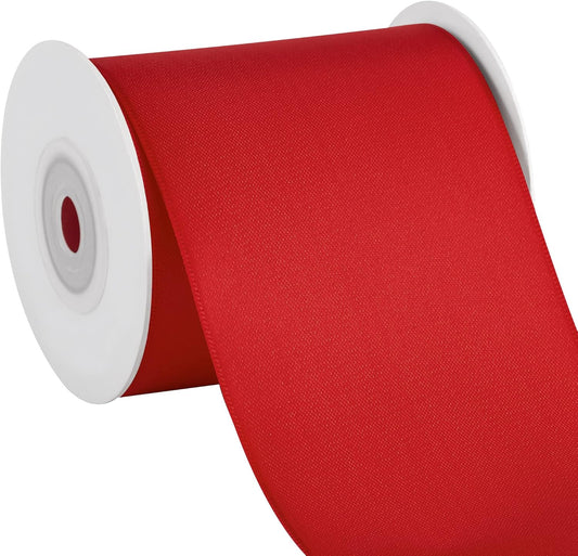 LIUYAXI Hot Red Double Face Satin Ribbon,3" X Continuous 10 Yards,Ribbons Perfect for Chair Sash Wedding Bouquet Sewing Party Decoration Bows Making