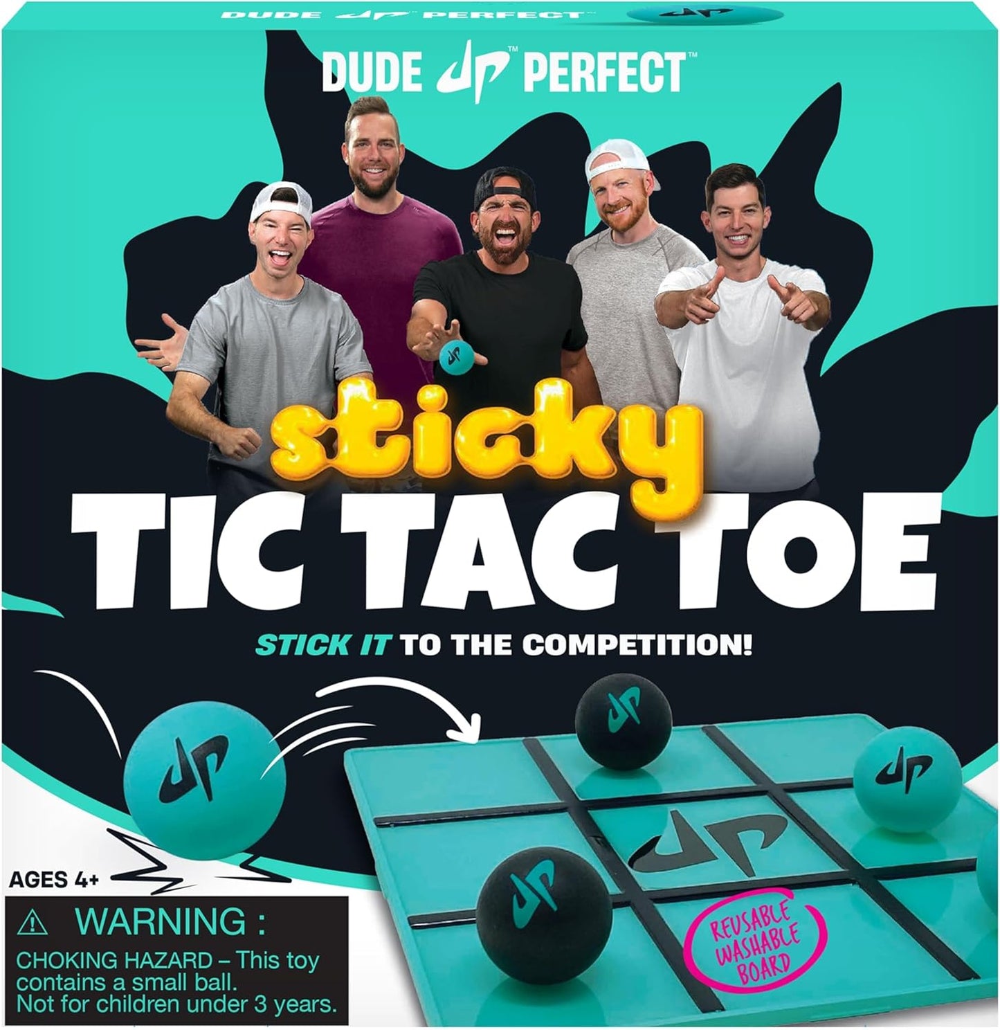 Dude Perfect Sticky Tic Tac Toe, Kids Tabletop Activity, for Family Game Night, Perfect for a Gift and Parties, 2 Players, Ages 4+