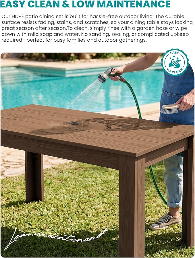 SERWALL Outdoor Dining Set for 8 – HDPE Patio Set - Image 4