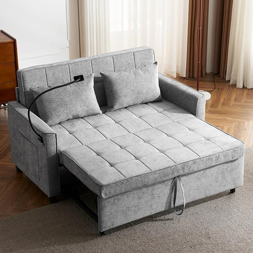 3 in 1 Convertible Sleeper Sofa Bed, 56.9" Small Pull Out Couch Bed by LITVZ
