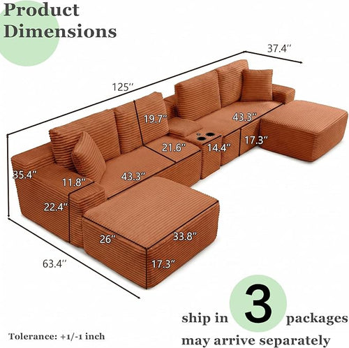 125" Oversized Sectional Couches - Image 2