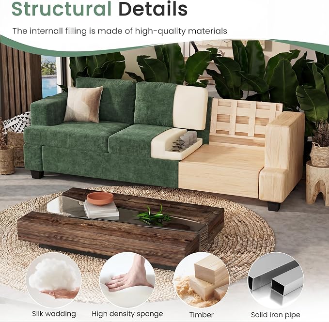 YOUDENOVA Sofa Couch, 3 Piece Set Comfy Sofa, 2 Loveseat & 3 Seater Sofa - Image 7