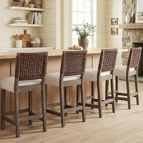 27" Woven Rope Counter Stools Set of 4 by DMFurniture