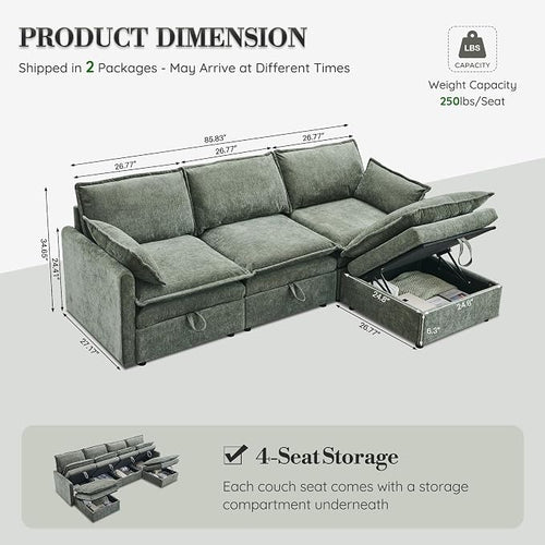 85.83" Modular Sectional Cloud Couches - Image 2