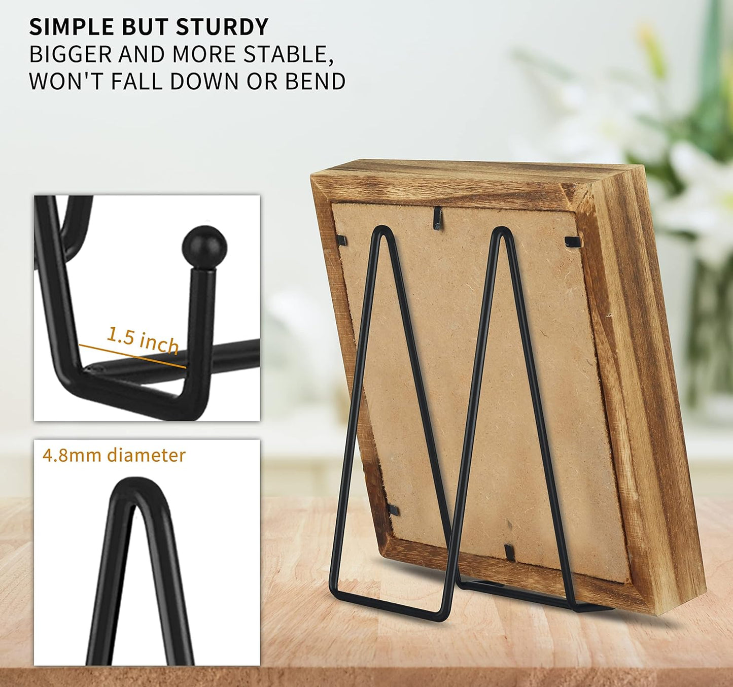 Decolore 8 Inch 5 Pack Black Metal Display Stands Plate Stand Plate Holder Display Stands for Picture, Decorative Plate, Book, Photo Easel, Artistic Work