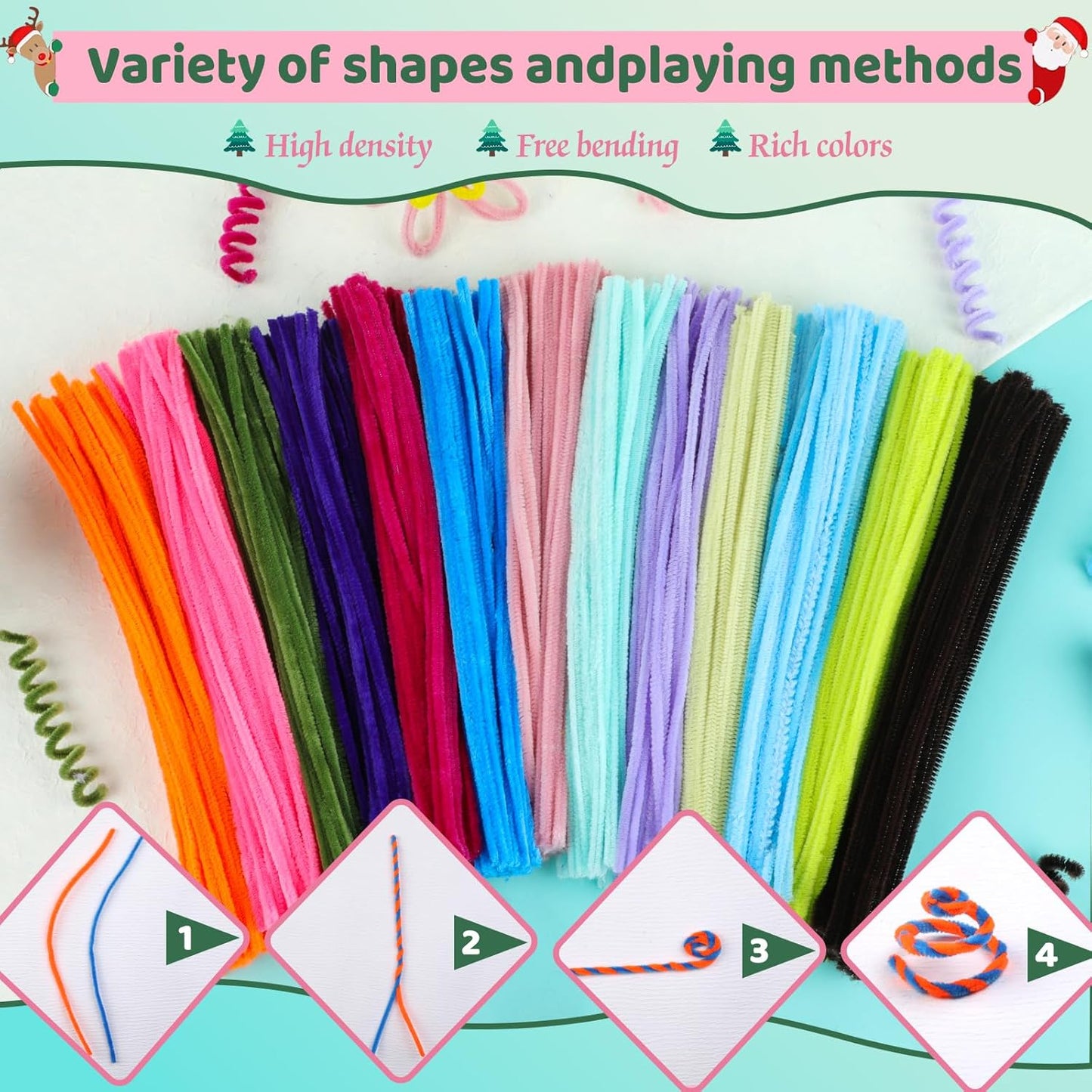 200PCS Pipe Cleaners, Brown Pipe Cleaners Chenille Stem, Fuzzy Sticks Pipe Cleaners Craft Supplies for DIY Arts Crafts Project