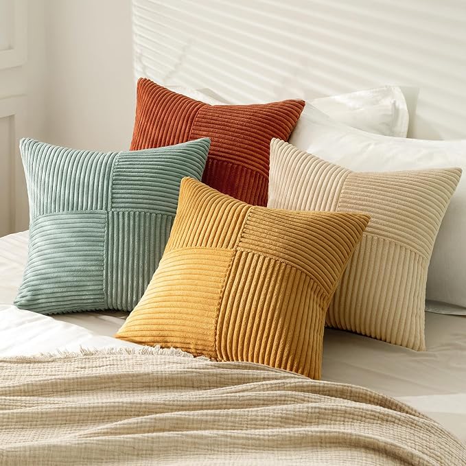 MIULEE Teal-Orange Decorative Throw Pillow Covers 20x20 Inch Set of 4 Boho - Image 4
