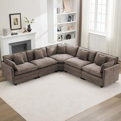 113'' V Shaped Cloud Sectional Sofa, Oversized Deep Seat Couches by WUTUTUEE