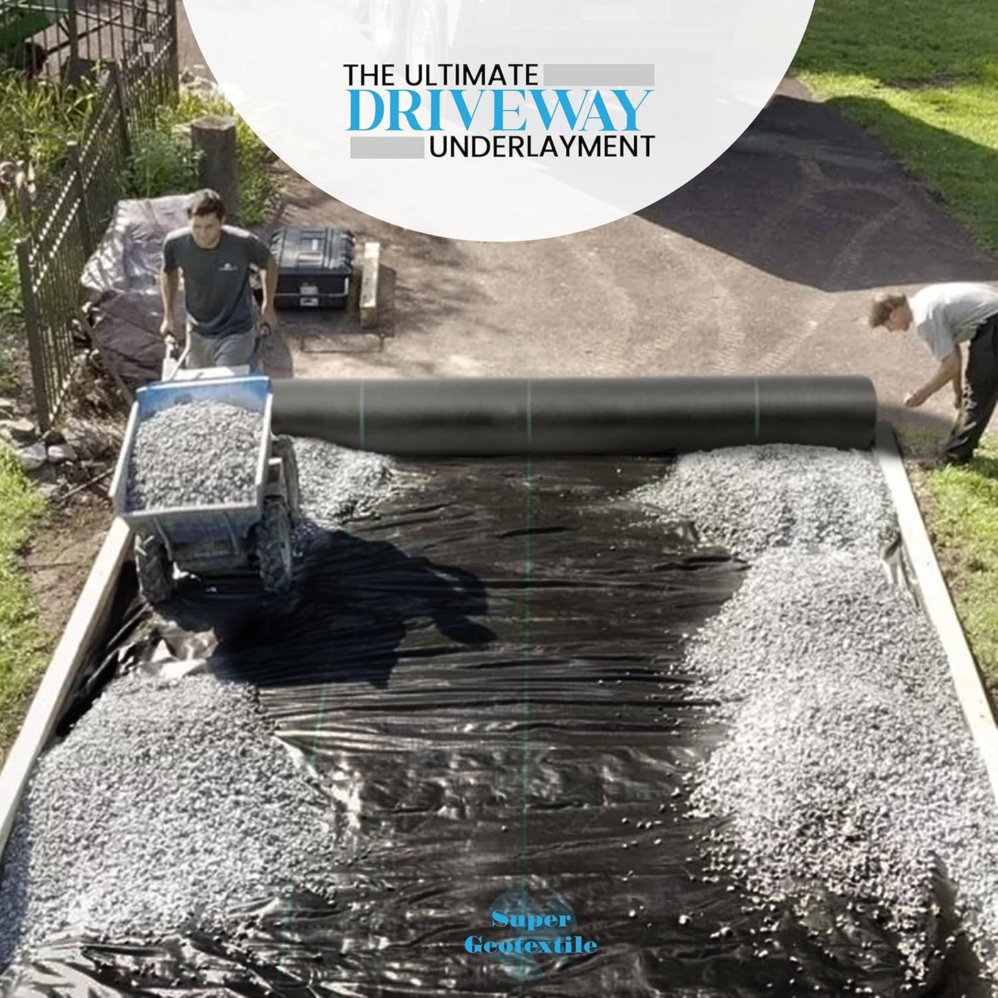 Woven Geotextile Fabric for Driveway and Road Stabilization, Construction Underlayment, Erosion Control, Commercial Grade 50 Year for Gravel Roads and Pavers (6x100)